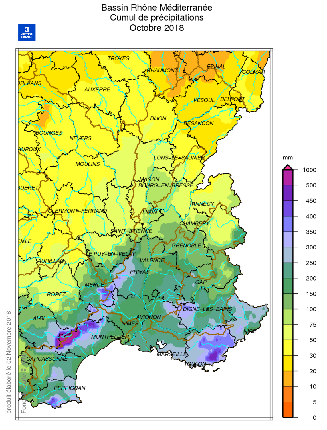Source : METEO FRANCE Figure actu BSH novembre 2018