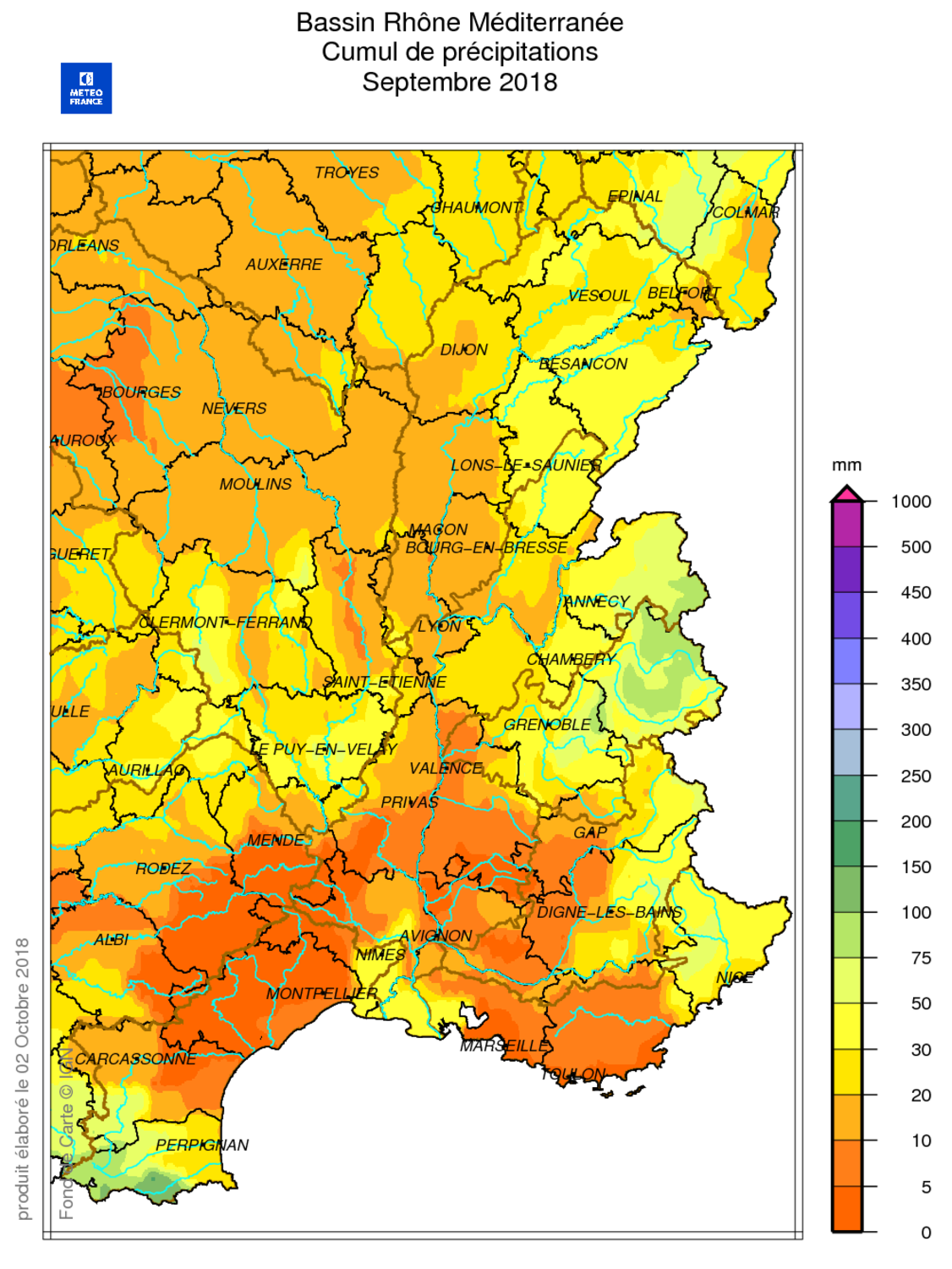 Source : METEO FRANCE Figure actu BSH octobre 2018