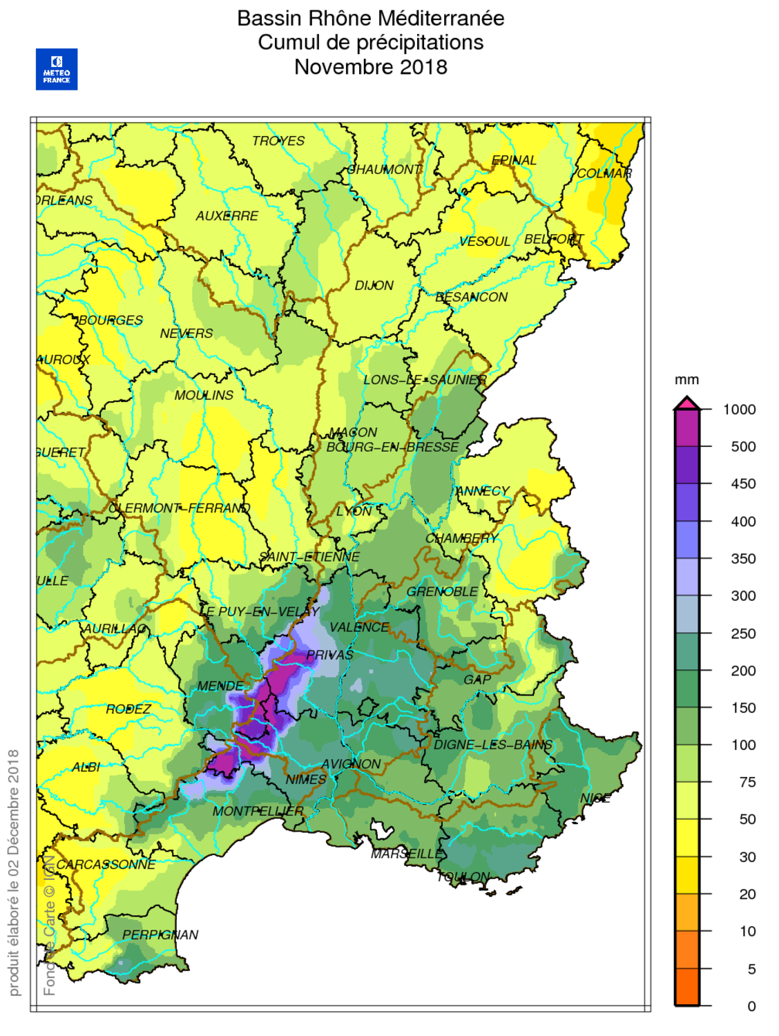 Source : METEO FRANCE Figure actu BSH décembre 2018