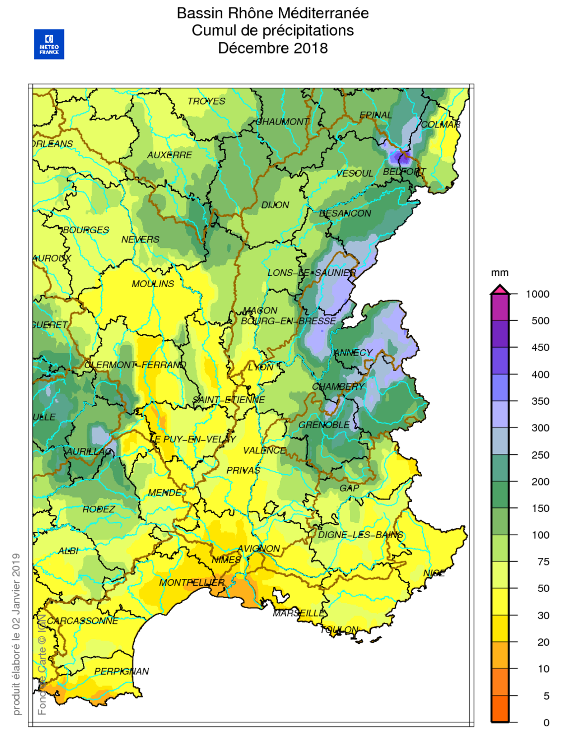 Source : METEO FRANCE Figure actu BSH janvier 2019