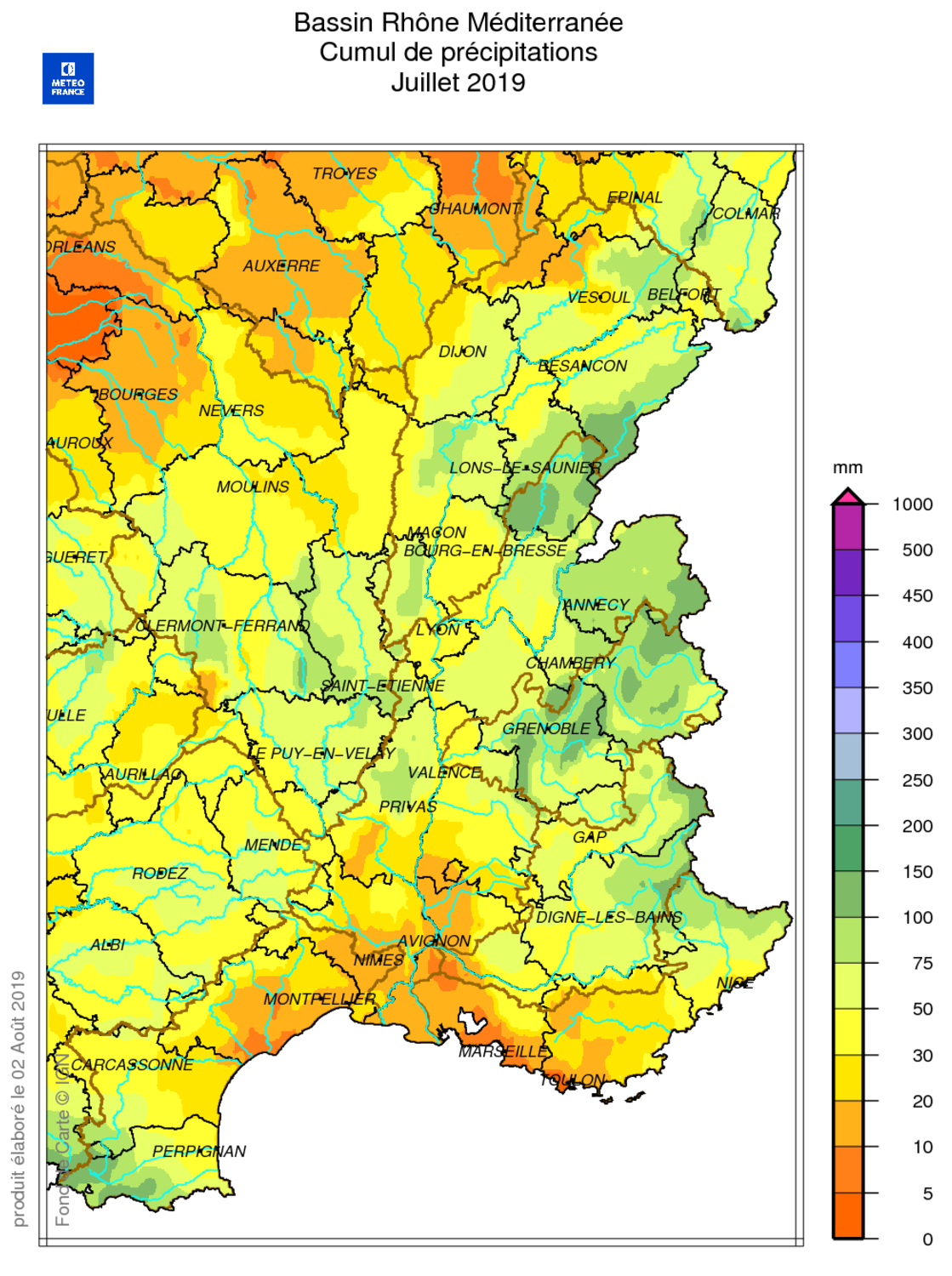Source : METEO FRANCE Figure actu BSH août 2019
