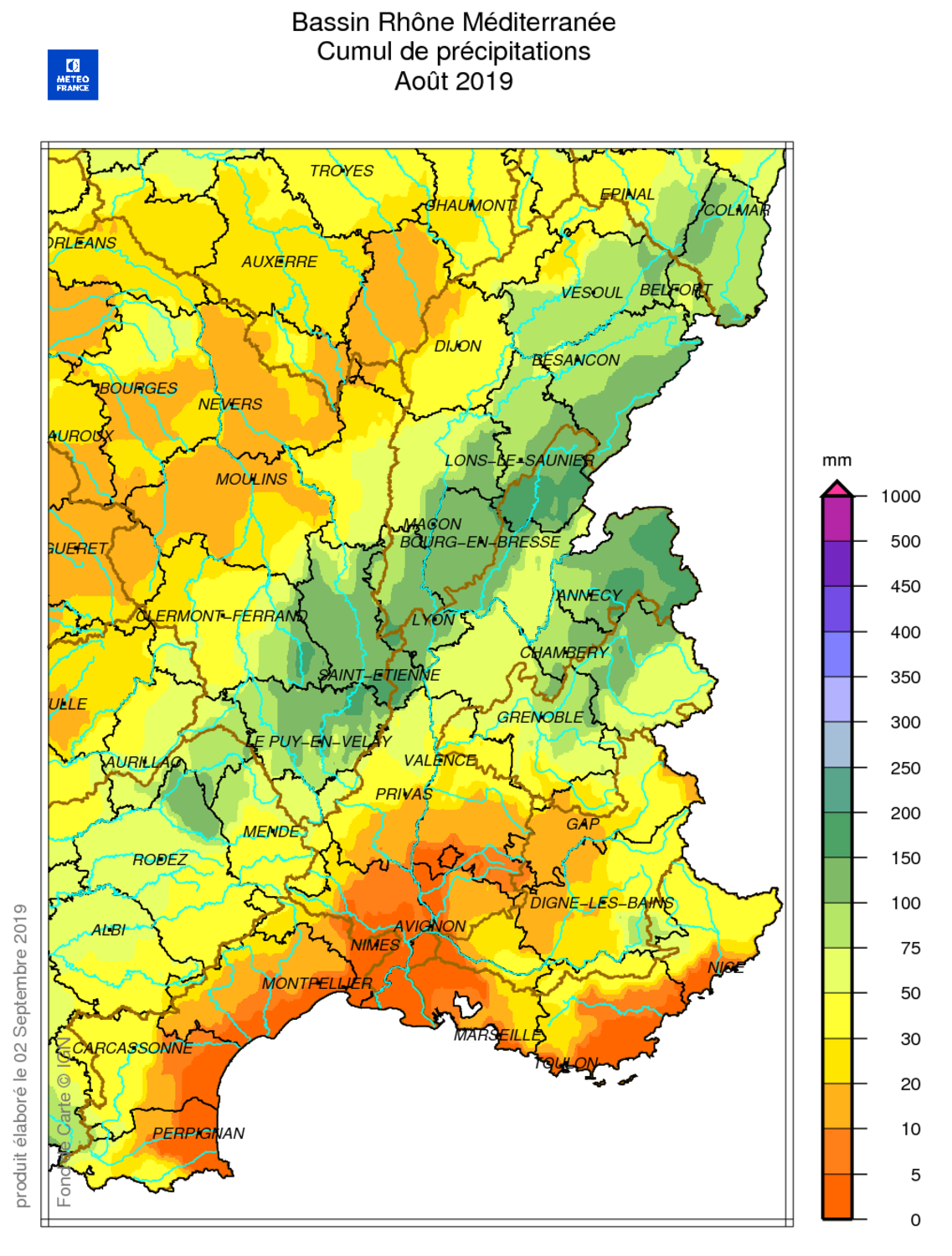 Source : METEO FRANCE Figure actu BSH septembre 2019