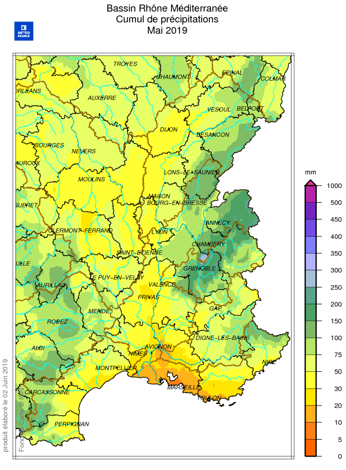 Source : METEO FRANCE Figure actu BSH juin 2019