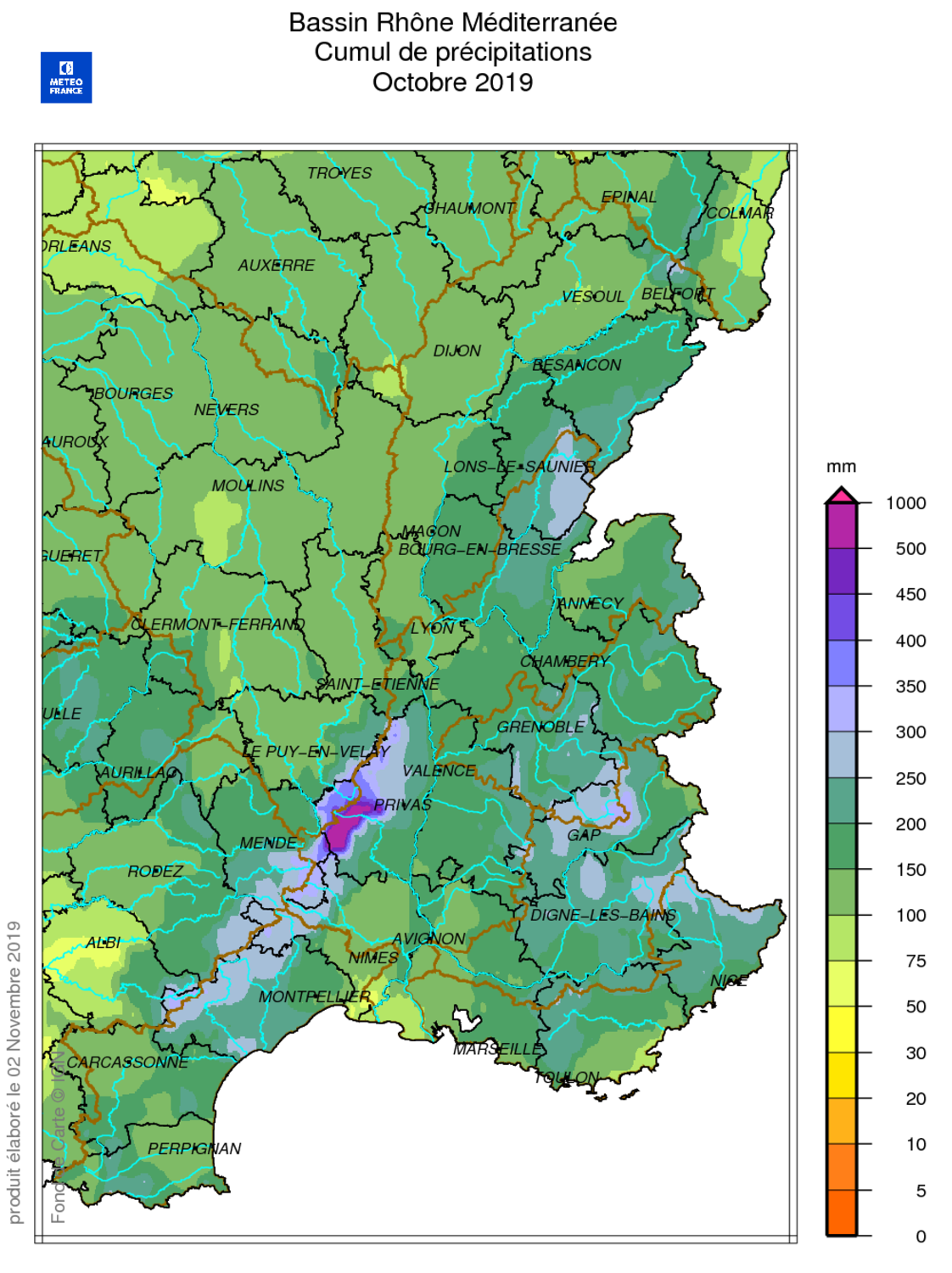 Source : METEO FRANCE Figure actu BSH novembre 2019