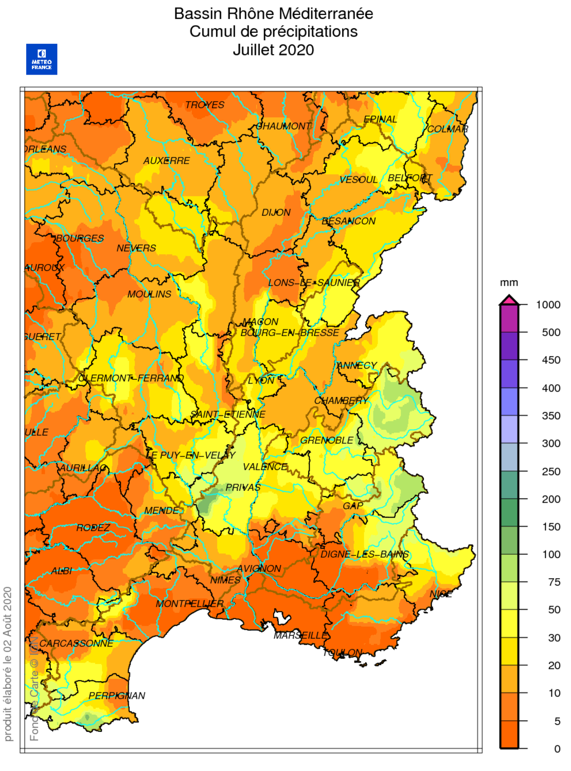 Source : METEO FRANCE Figure actu BSH Août 2020