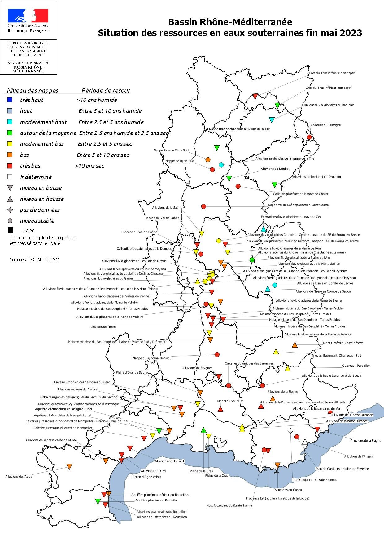 Situation des ressources souterraines fin mai 2023