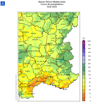 Cumul des précipitations Août 2023
