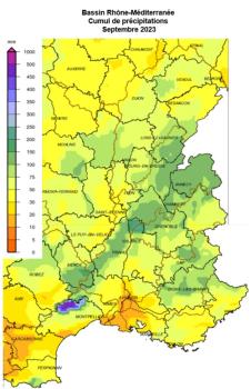 Cumul des précipitations septembre 2023