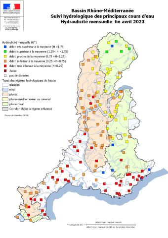 Suivi hydrologique des principaux cours d'eau avril 2023