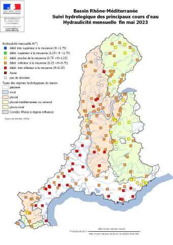 Suivi hydrologique des principaux cours d'eau mai 2023