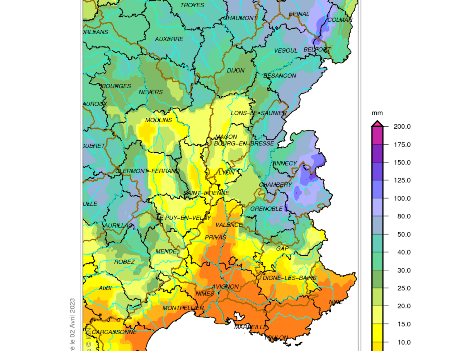 Pluviométrie du bassin Rhône-Méditerranée